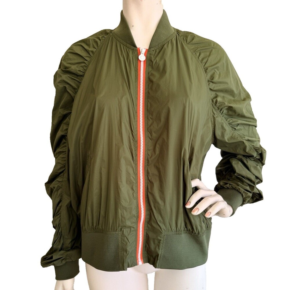 HUNTER for Target Jacket Size XL Olive Green Zip Front Ruched Long Sleeves Nylon